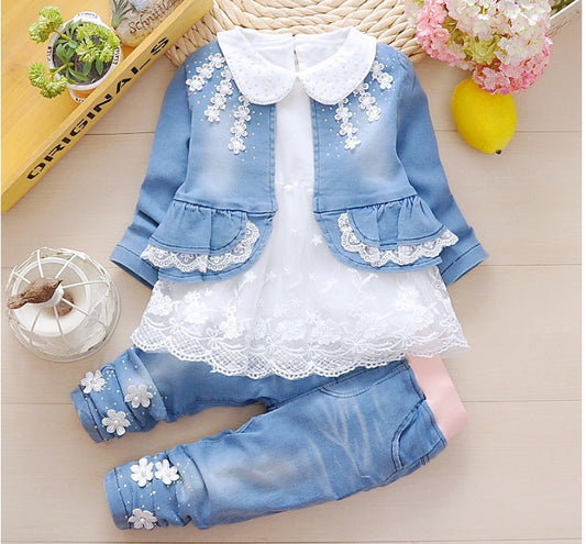 Girls denim spring suit