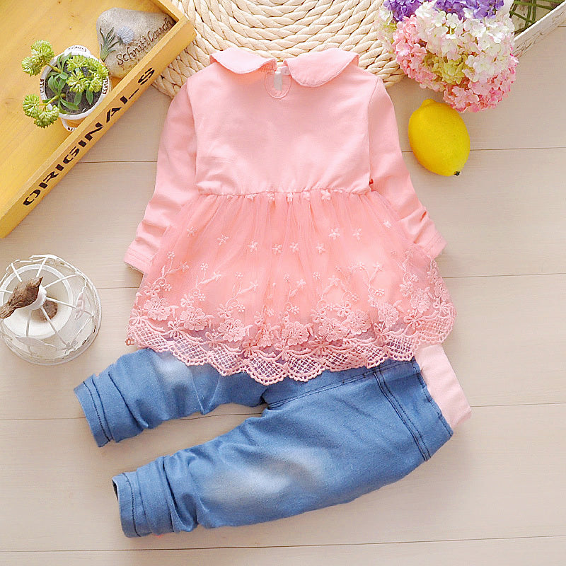 Girls denim spring suit