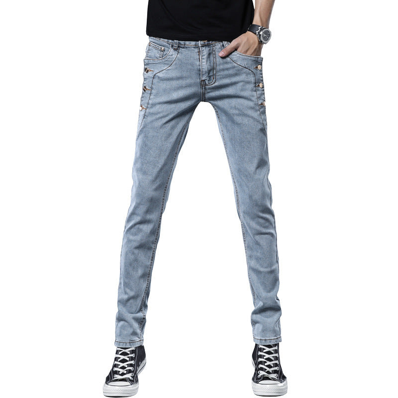 Pocket decoration trend young men's straight trousers