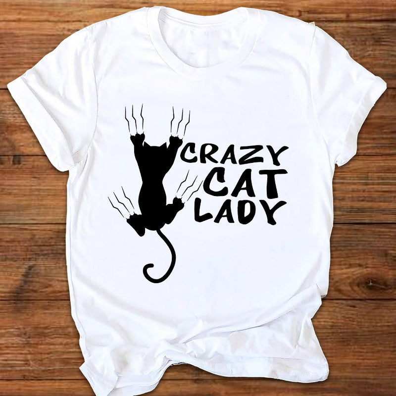 Cartoon Cute Fox Watermark Print Ladies T-Shirt Top