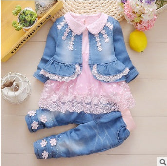 Girls denim spring suit