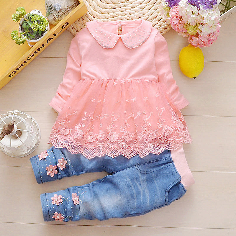 Girls denim spring suit