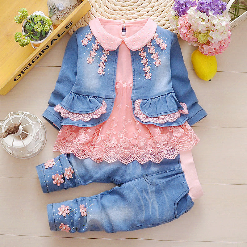 Girls denim spring suit