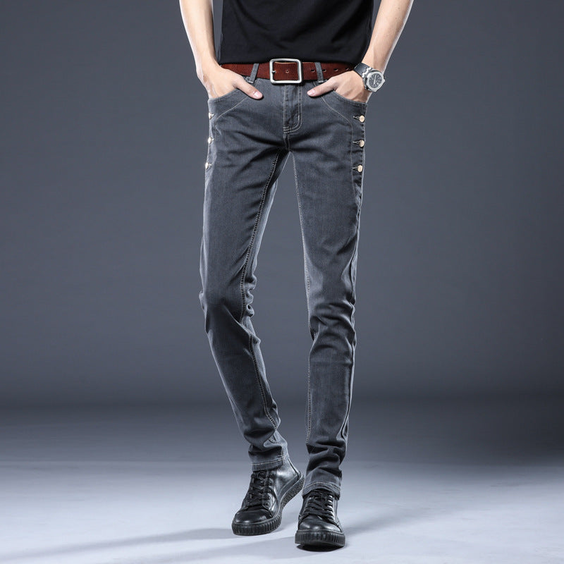 Pocket decoration trend young men's straight trousers