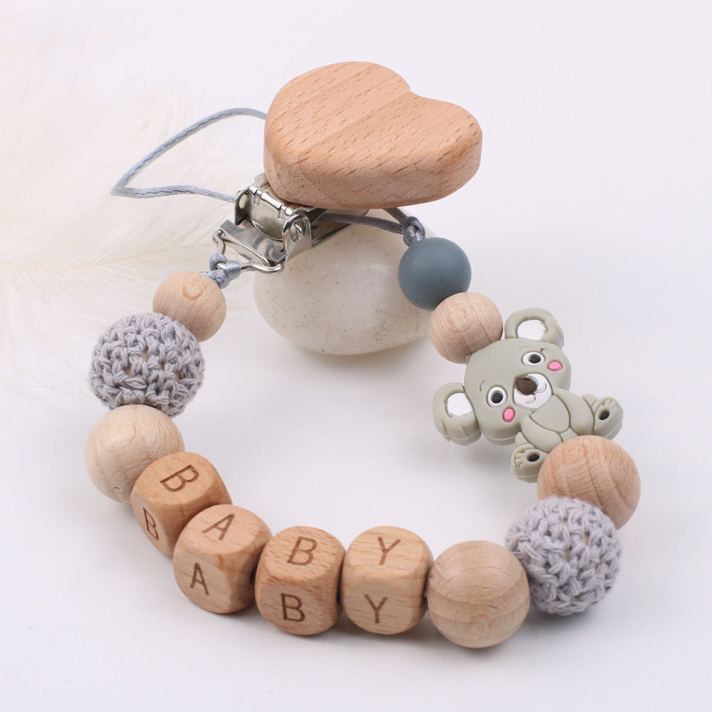 Baby products soothing beech wood mouth chain clip