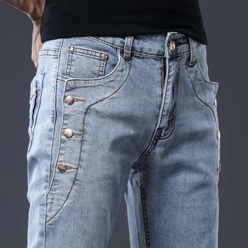 Pocket decoration trend young men's straight trousers