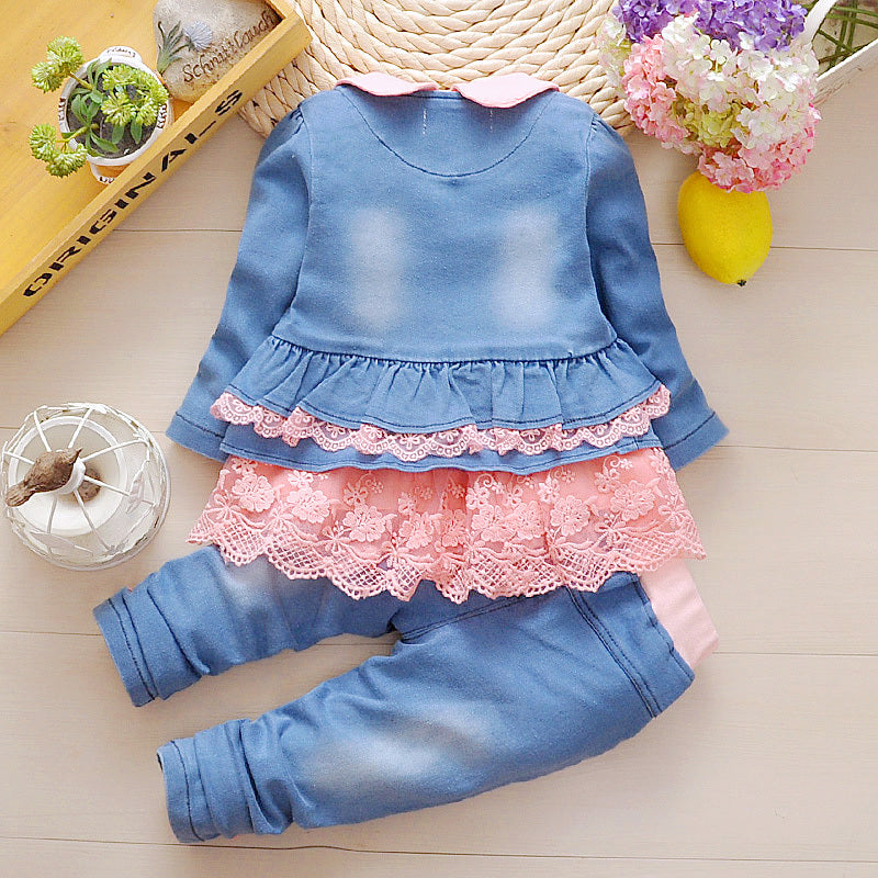 Girls denim spring suit