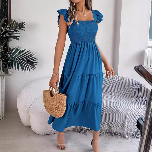 Summer Casual Sleeveless Pleated Long Layered Dress