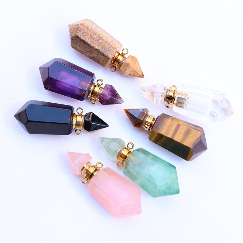 Natural Crystal Perfume Bottle Chain Pendant