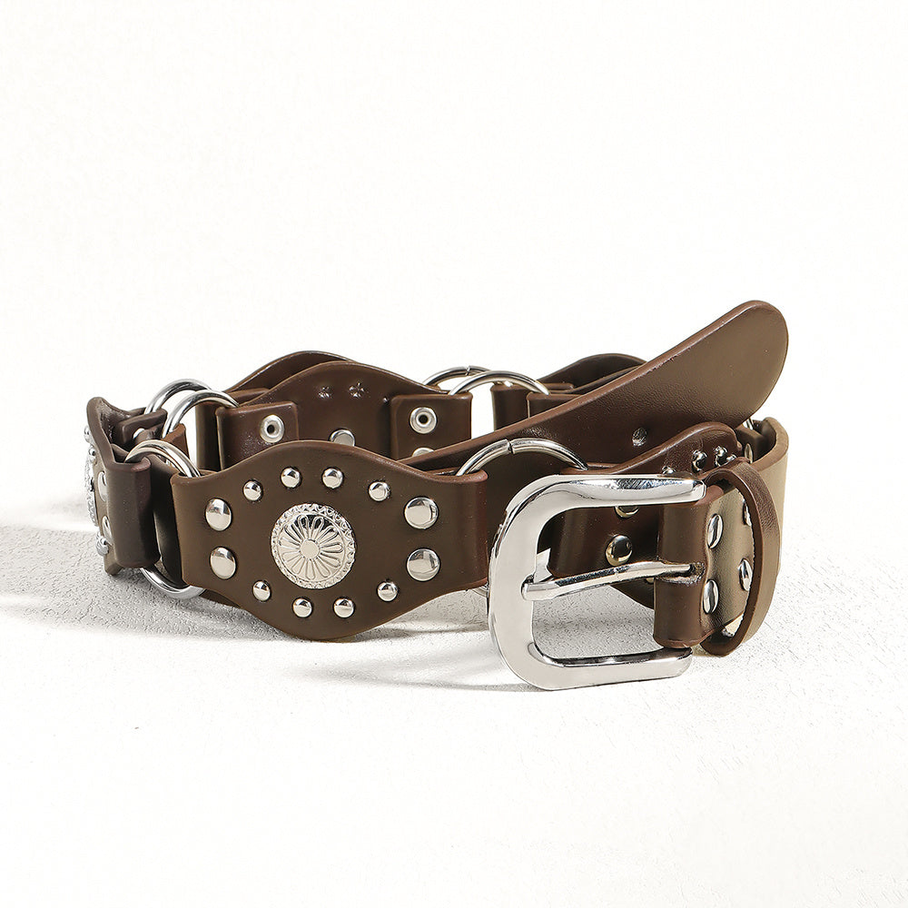 Vintage Belts For Both Men And Women With Handsome Riveted Metal Buckle Punk Hip Hop Fashion Accessories