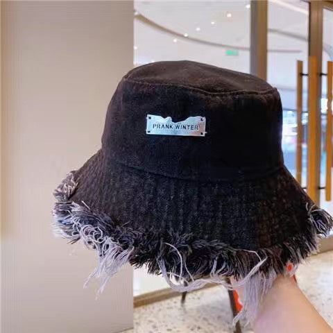 Jean Fisherman Hat Women's Spring And Summer Thin Washed Old Frayed Edge Bucket Hat Outdoor