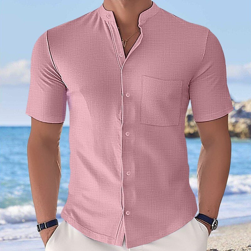 Cool Stand Collar European Size Handsome Summer Shirt Top