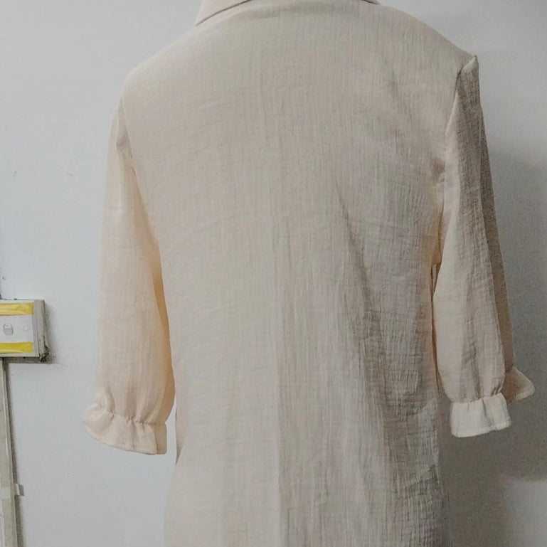 Solid Colour Cotton And Linen Loose Shirt Dress