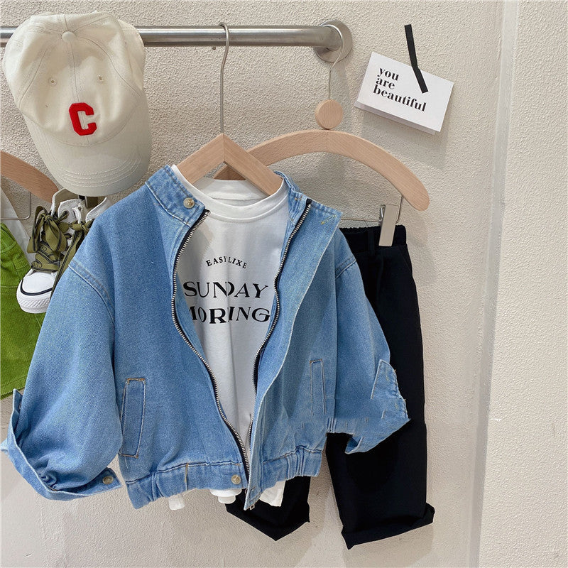 Girls Short Jean Jacket Fashionable Spring And Autumn