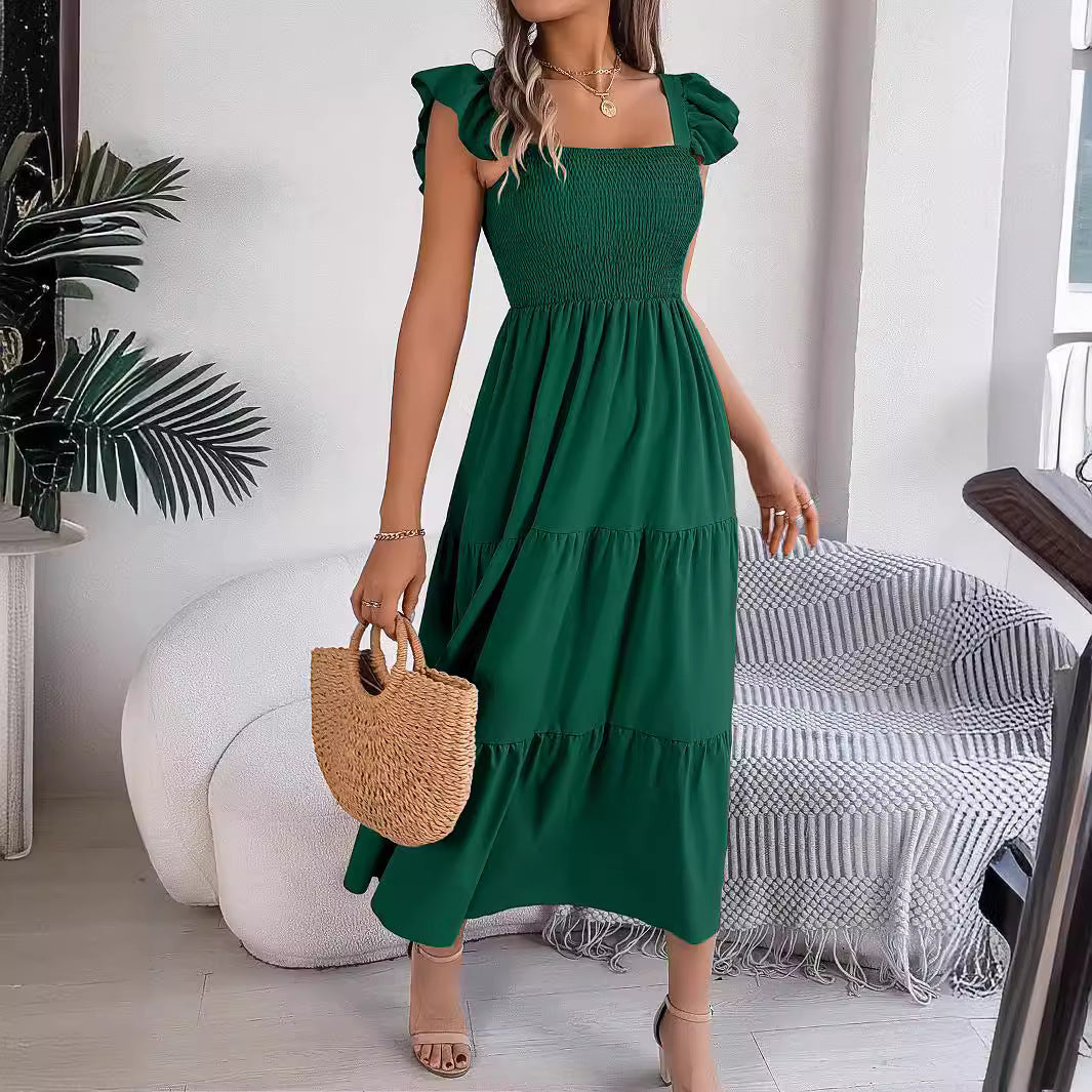 Summer Casual Sleeveless Pleated Long Layered Dress