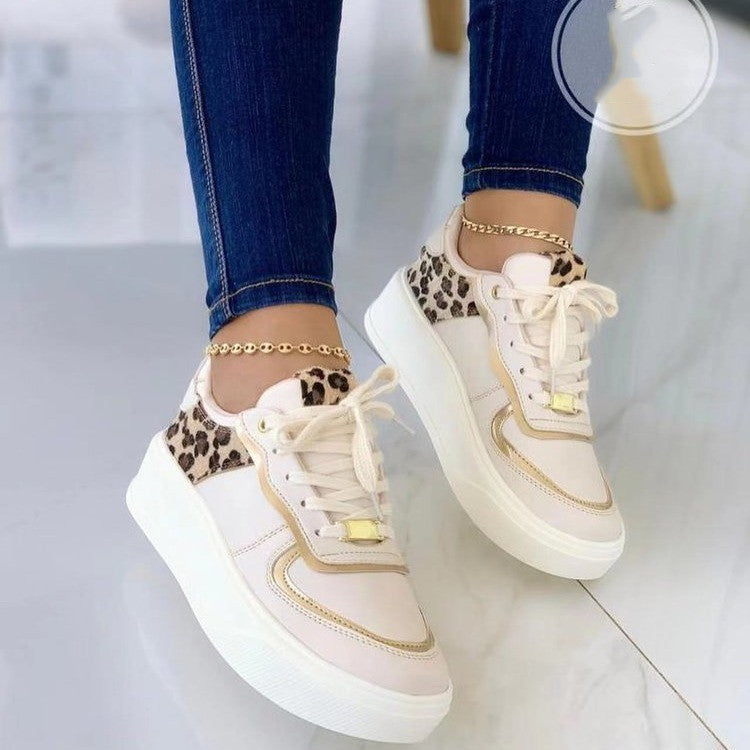 Stitching Tied Flat Lace-up Shoes Women